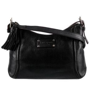 Kate Spade New York Black Pebbled Leather Crossbody Bag Tassel Purse